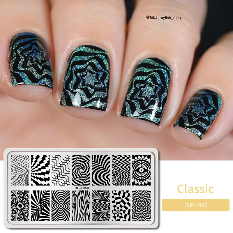 BORN PRETTY ногтей штамповки пластины геометрический узор ногтей трафареты изображений штамп шаблоны для штамповки лака ногтей Маникюр - Цвет: BP-L050