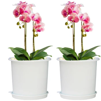 

2Pcs 19 X 19 X 17cm Mesh Pot Ventilation Flower Pot Root Controlling Container Planter (Without Tray) - Coffee Black White L