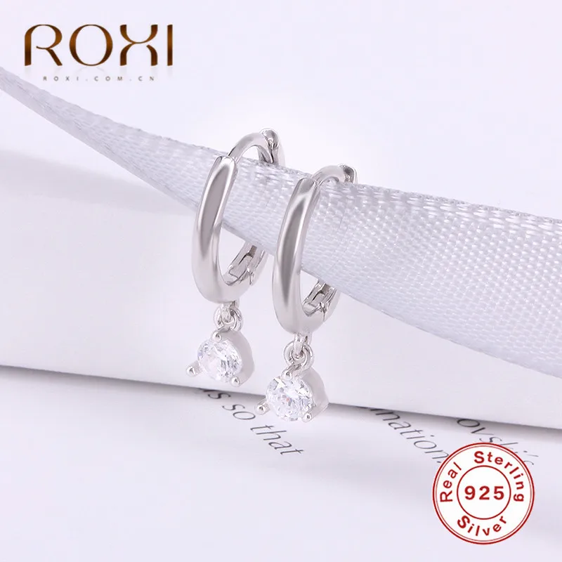 ROXI 925 пробы серебряные гипоаллергенные серьги, циркониевые серьги-гвоздики для женщин, корейские ювелирные изделия, свадебные серьги, маленькие серьги-гвоздики