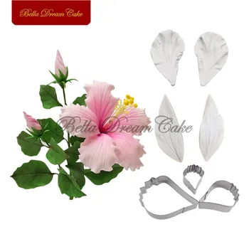 

7pcs/set Hibiscus Petal Leaf Veiner Silicone Mold Stainless Steel Cutter Mold Handmade Fondant Flower Mould Cake Decorating Tool