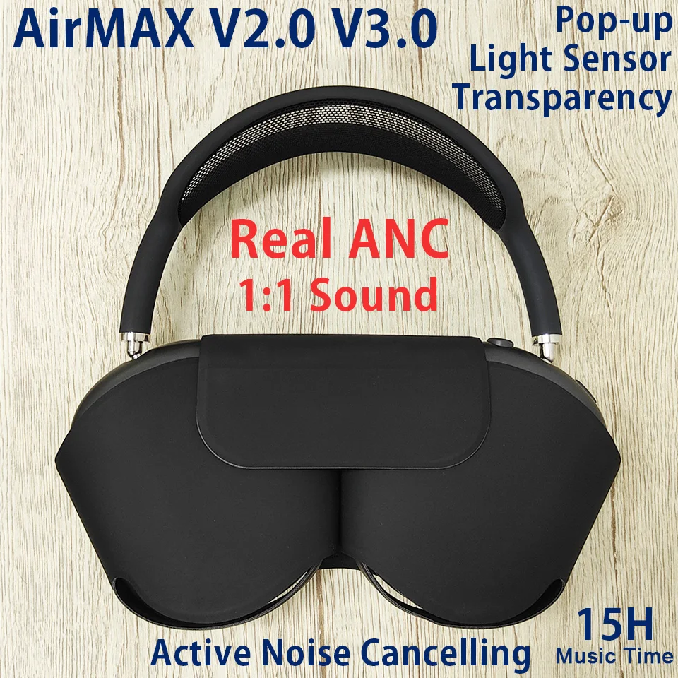 Best Vesion AirMAX V3.0 V2.0 TWS ANC Headphones Airppddings MAX Active Noise Cancel Headset Trasparency Smart Case Super Bass |