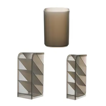 

Multi-function 4-Grid Desktop Pen Holder Office School Storage Case Plastic Pen Box Desk Pencil Organizer Clear White Black