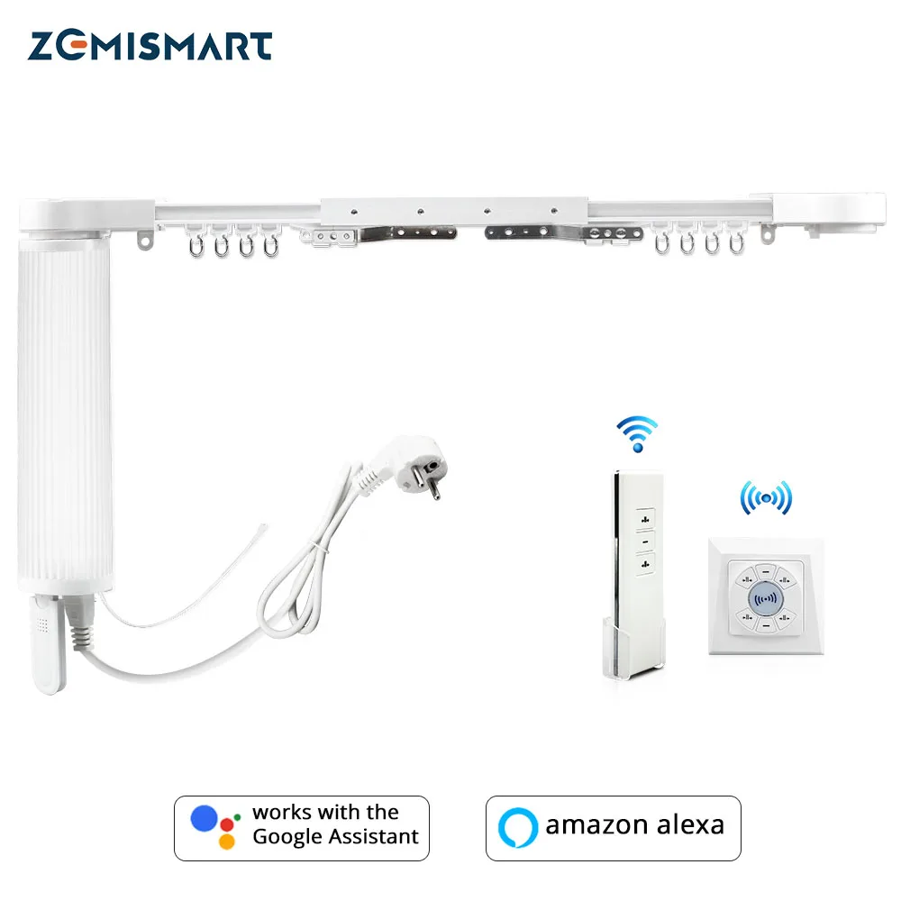 Электрический мотор занавес Zemismart с треком Alexa Echo Google Home Control через tuya App Таймер