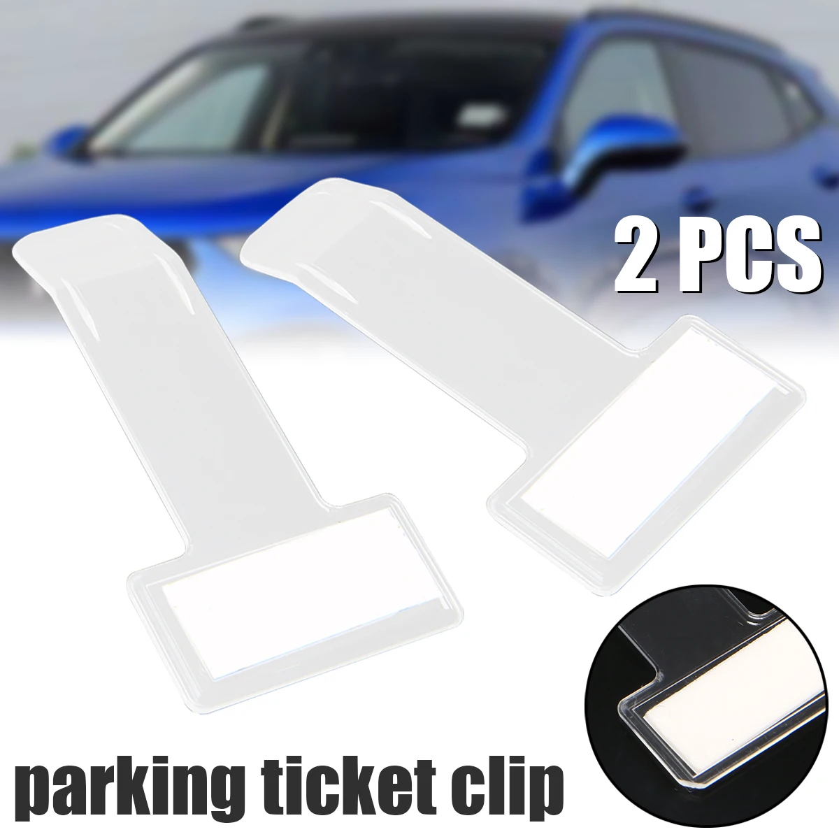 For Auto Home Office 1 Pair Car Ticket Folder Mini T-shape Transparent Environmentally Ticket Folder Car Holder Mount Mayitr
