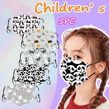 

5PC Children's mask printing dust mask cotton gauze Protection Face Masks Reusable Washable Adjustable Cartoon mascarillas маска
