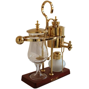 

Glass Syphon Siphon Drop Coffee Maker Pot 4 Cups Belgian Belgium Luxury Royal Family Balance Polished Rose Gold Color