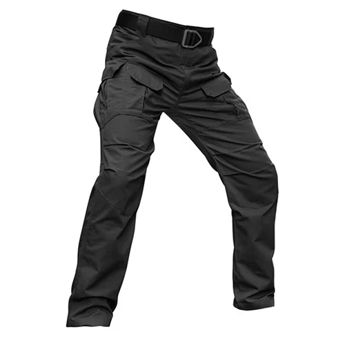 TACVASEN водостойкие тактические брюки мужские Мульти-карманы прямые рабочие брюки карго прочные спецназ городские боевые брюки - Цвет: Black