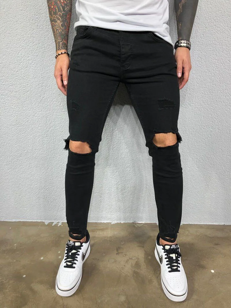 Mens Jeans Black Blue Cool Skinny 