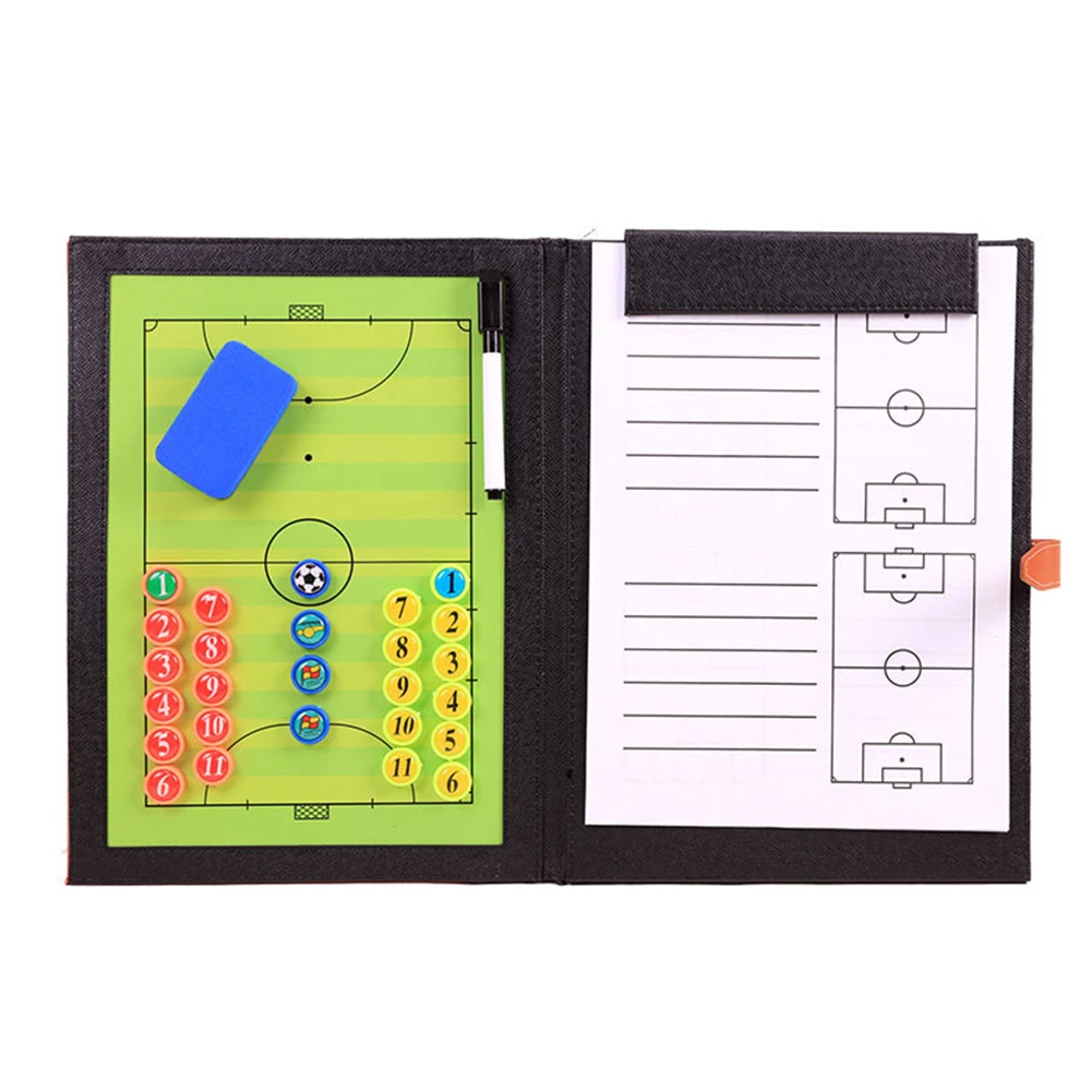 

Football Tactic Board Soccer Waterproof Magnetic Clipboard Coaching Training Soft PU Leather Portable Accessories Foldable Tool