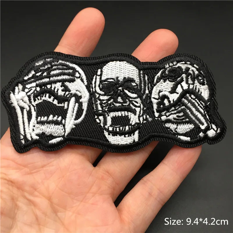 Black and White Ghost Zipper Embroidered Iron-On Punk Patches