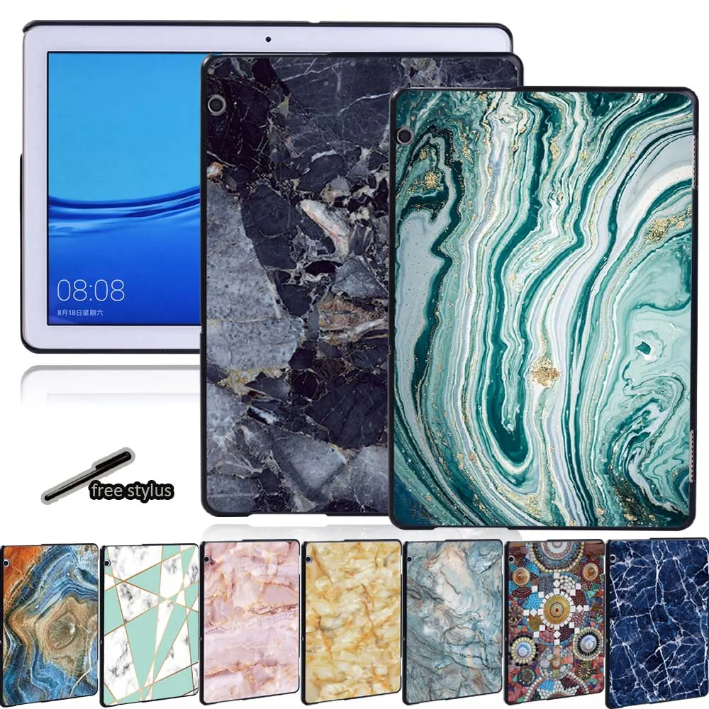 

Tablet Case for Huawei MediaPad T5 10 10.1 Inch/MediaPad T3 8.0/T3 10 9.6 Inch - Anti-fall Marble Series Slim Cover Case + Pen