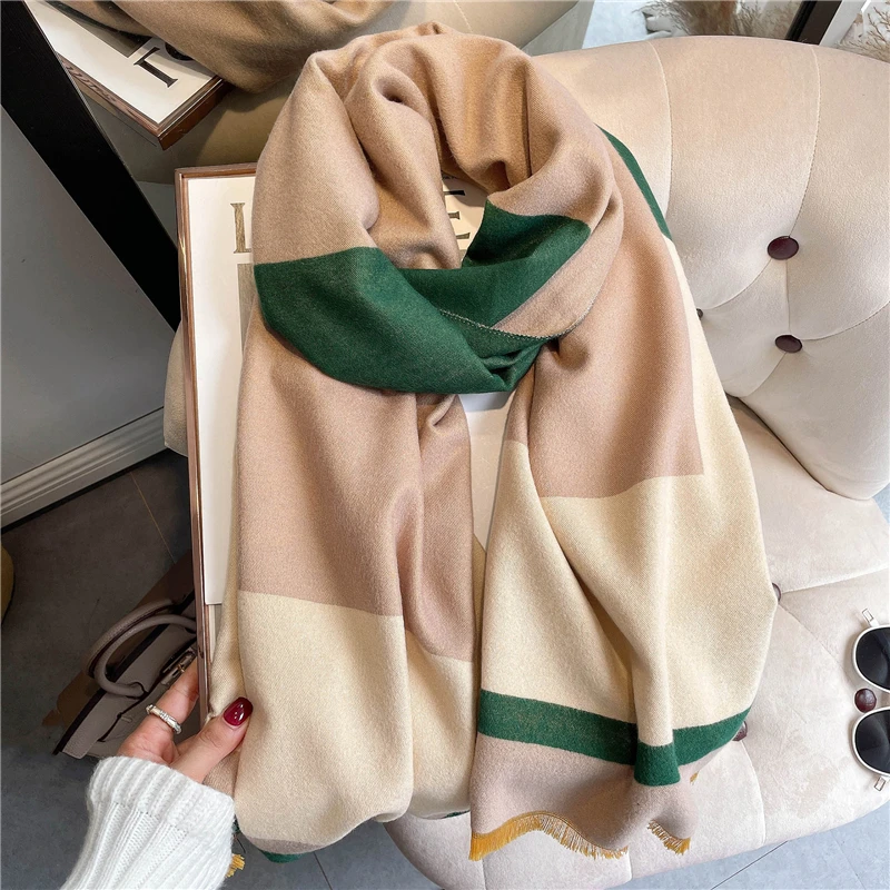 

Tassels Pashmina Warm Winter Cashmere Scarf Women Luxury Thick Shawls Female Wraps Print Blanket Lady Design Foulard 2022 New