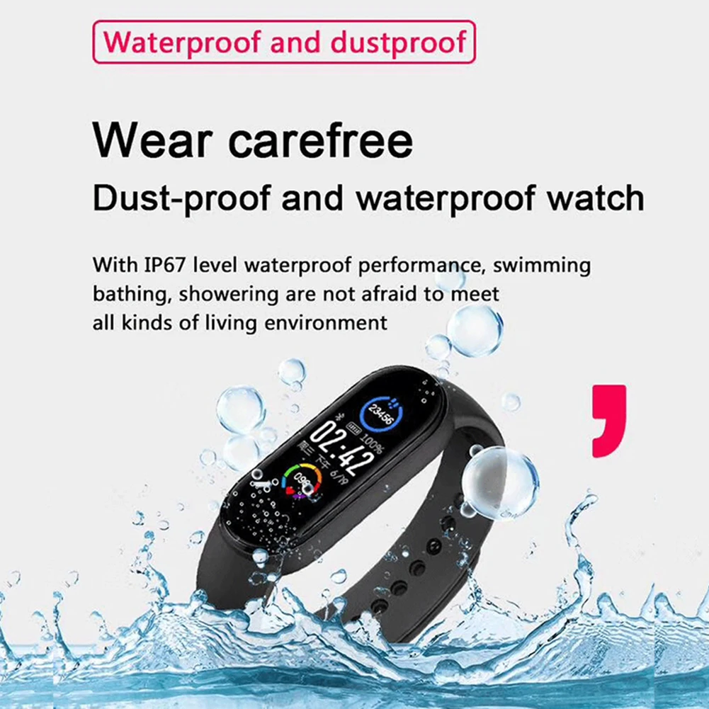 

Smart Band Wristband Watch Fitness Tracker Bracelet Color Touch Sport Heart Rate Blood Pressure Monitor Pedometer Waterproof