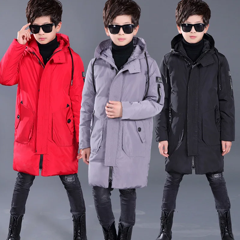Детская одежда мужская куртка-пуховик новая детская длинная хлопковая куртка зимняя теплая одежда для мальчиков