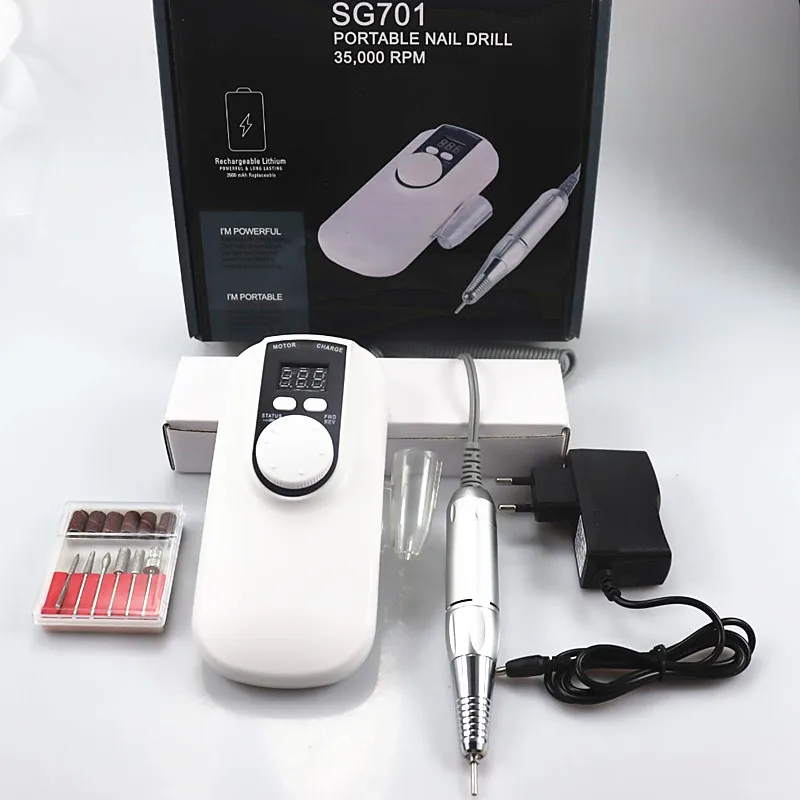 2022 Portable Rechargeable Nail Drill Machine 35000RPM Manicure Machine Electric Nail File Nail Art Tools Set for Nail Drill bit 5
