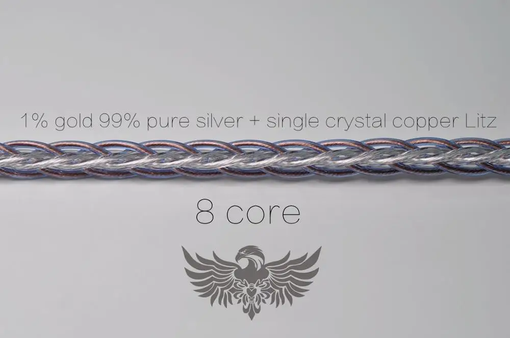 1% золото+ 99% чистое серебро+ 7n OCC литц лучшая Пропорция смешивания определяется по многократной схеме смешивания MMCX 0,78 мм - Цвет: 8 core