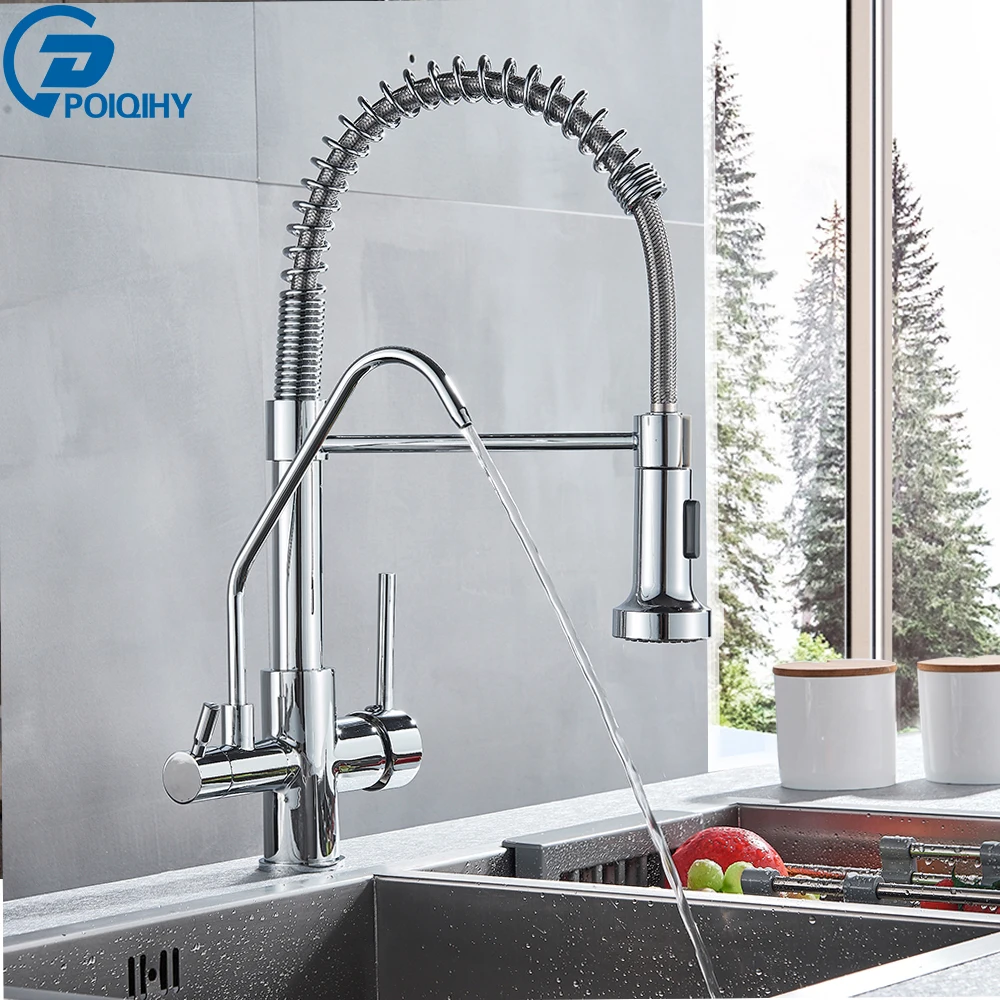 Crane FILTERED Kitchen-Faucet Sink-Mixer Tap Chrome 360-Rotation Poiqihy for Pull Down-Spray
