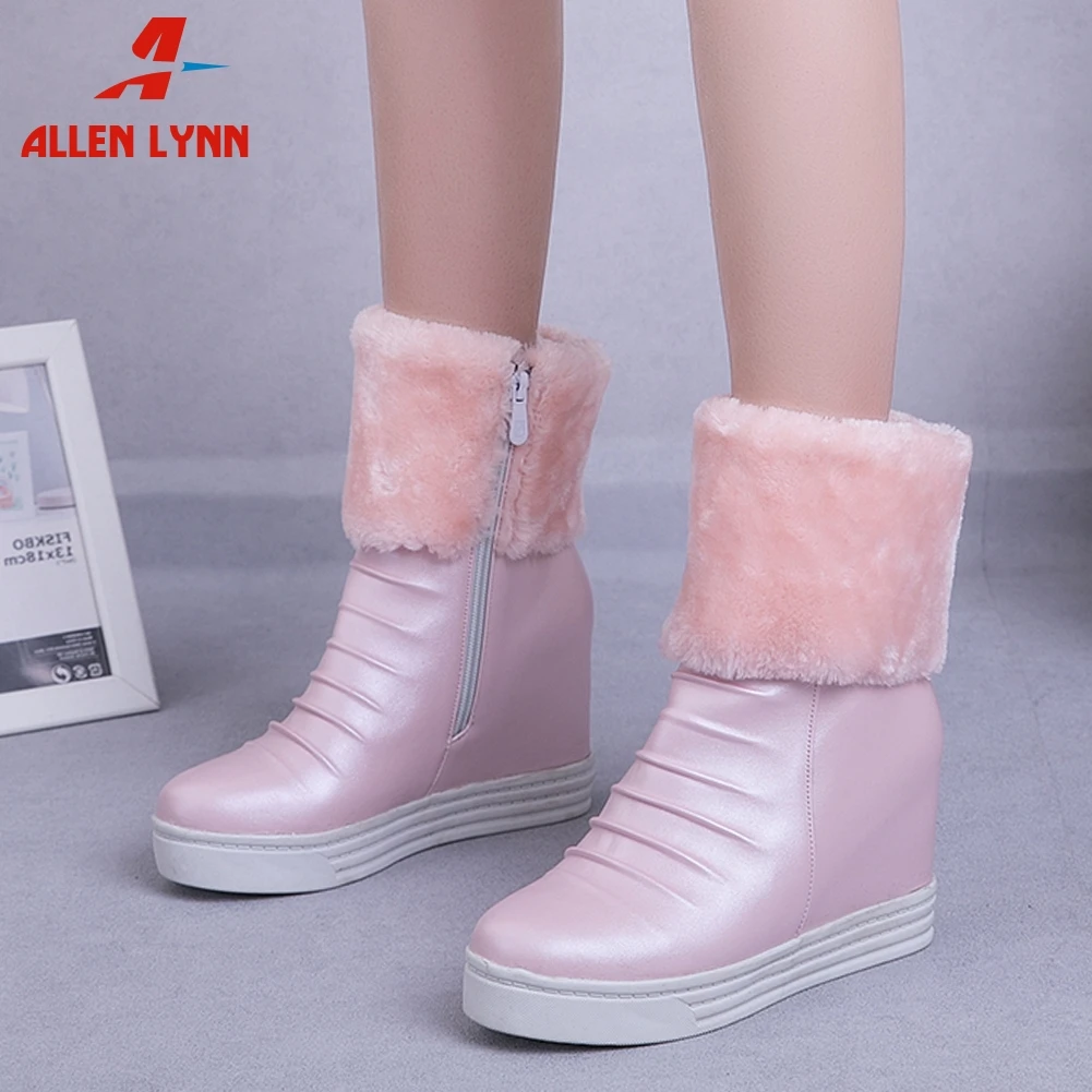 

Elegant Ankle Boots For Women Faux Fur Boots Woman Height Increase Ankle Boots Female Wedges Shoes Woman Size 33-43