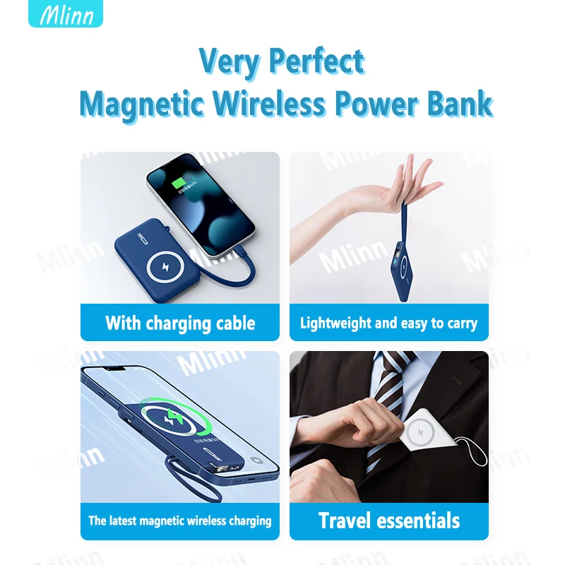 10000mAh 20W Fast Charger Magnetic Wireless Power Bank Mobile Phone For iPhone12 13 Pro Max powerbank External auxiliary battery