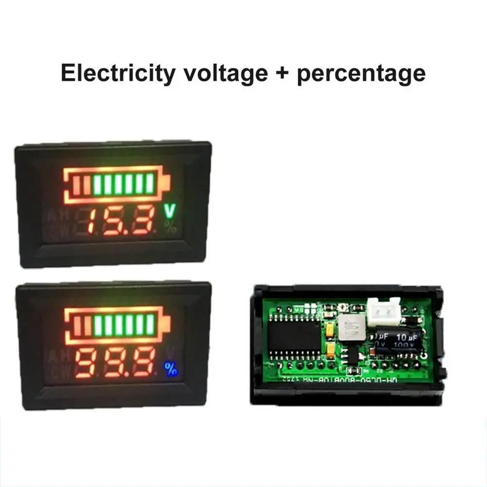 6-100 в 12 В 24 в двойной дисплей Вольтметр свинцово-кислотная батарея процент цифровой измеритель мощности напряжения анти-обратное соединение