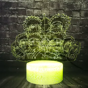 

Naruto Team Night light 3d Optical Lamp Anime 7 Kakashi Figure Office Home Decoration Table Lamp Holiday Birthday Kids Toy