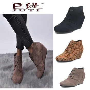 

New Autumn Boots Women Camel Black Ankle Boots for Women Leopard Print Thick Heel Slip on Ladies Shoes Boots Bota Feminina