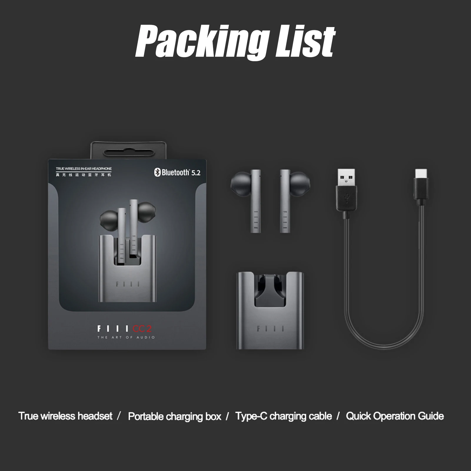 US $50.66 FIIL CC 2 CC2 Wireless Bluetooth 52 Earphones TWS Gaming Headset Noise Canceling Ear Buds ENC Earphone Typec Earbuds