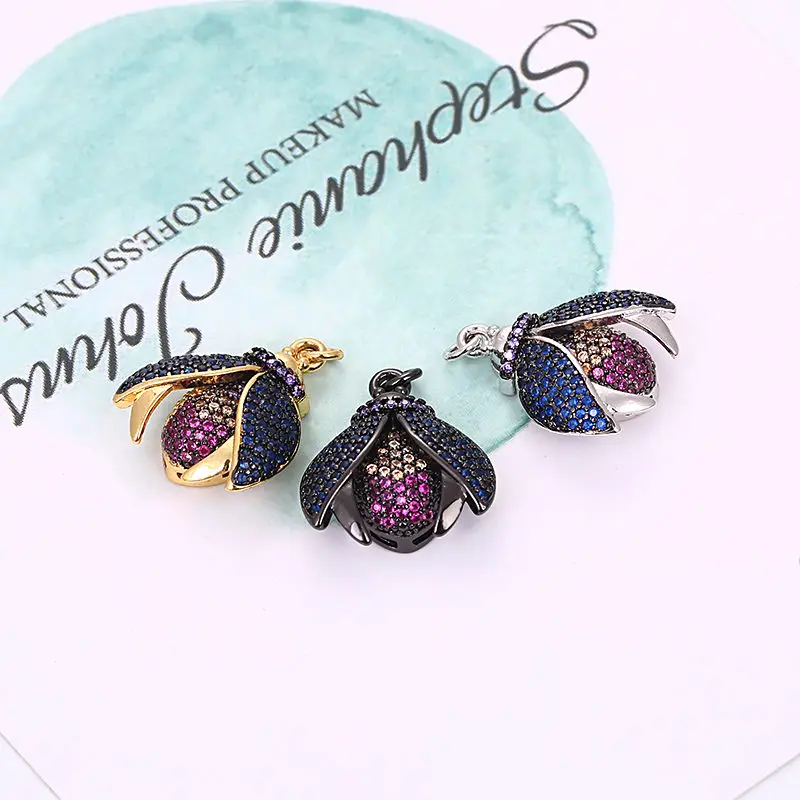 

Fashion Micro Pave CZ Turquoise Insects Bee Charm Pendants Accessories for Jewelry Making Bracelets Earrings or Necklaces