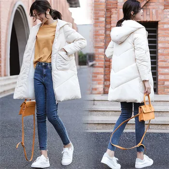 

5XL Fashion Hooded Women Cotton Jacket 2019 Winter Slim Medium Long Females Parkas Warm Casual Ladies Coat Korean Outerwear