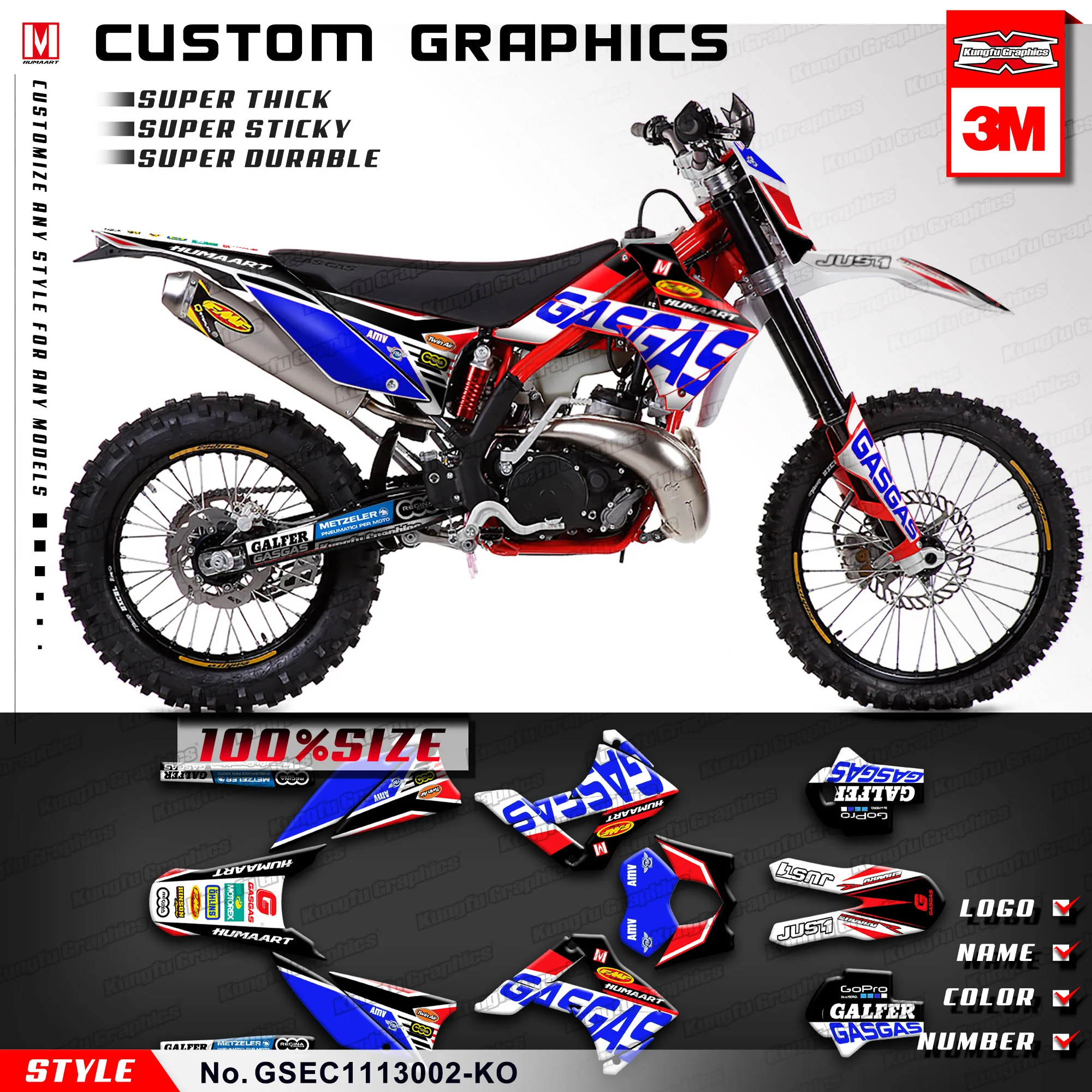 Кунг Фу графика пользовательские наклейки Винил для газа EC 125 200 250 300 2T 450 4T шесть дней 2011 2012 2013 Стиль № GSEC1113002-KO