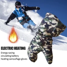 31x14 см утолщенные зимние сухие батареи электрические теплые лыжные камуфляжные перчатки из углеродного волокна Отопление водонепроницаемые перчатки для езды на мотоцикле