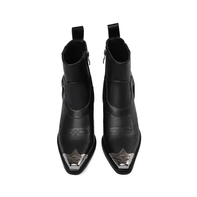Prova Perfetto/женские ботильоны с металлическим носком; обувь с острым носком; Botas Mujer; вышитый пояс; кожаные ботинки; женские мотоциклетные ботинки в стиле панк