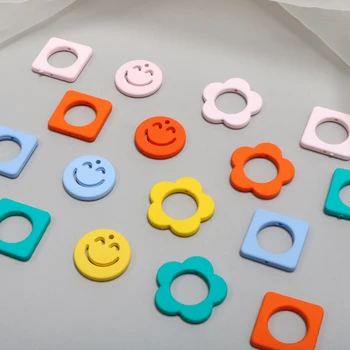 

Korean color mist face smiling face square small flower acrylic DIY hand jewelry earrings and Earrings accessories materials