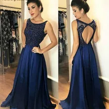 Новое Королевского синего цвета Вечерние платья трапециевидная блестящая праздничная одежда платье для выпускного на заказ большие размеры
