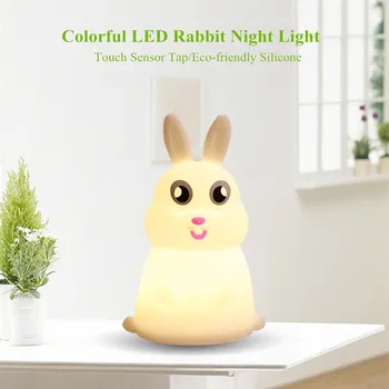 

Rabbit LED Night Light Touch Sensor Colorful Cartoon Silicone Bunny Table Lamp Bedroom Bedside Lamp for Children Kids Baby Gift