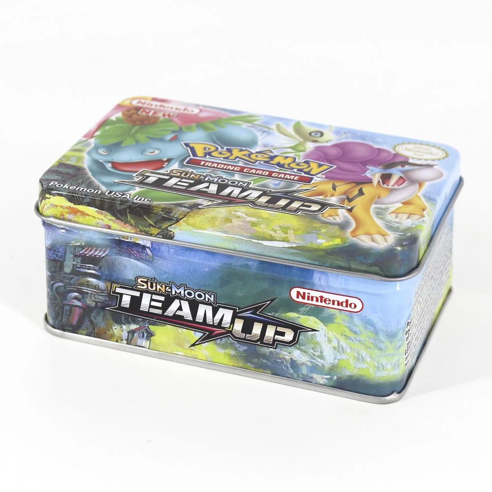 Takara Tomy TCG Pokemon Card MEGA triter Energy SUN MOON TEAM UP Коллекционная доска 42 шт. флэш-карты металлическая коробка для детей