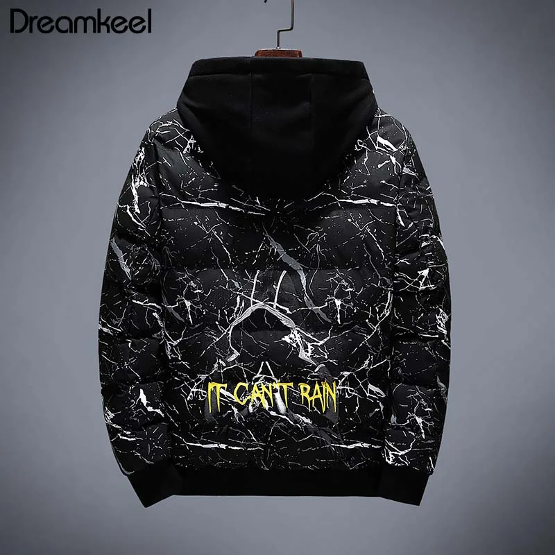 Мужской повседневный пуховик с капюшоном Dreamkeel камуфляжная Толстая куртка на