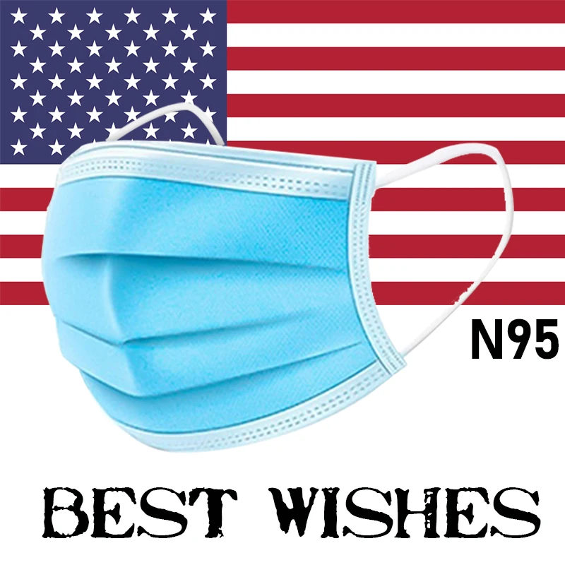 

Free Ship 100PCS 24-48 Hours Protective Mask Disposable 3 Layers Filter Face Mouth Dustproof Earloop Non Woven Mouth Masks