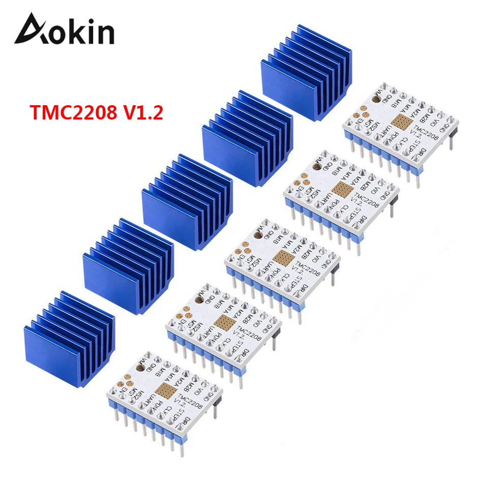 Драйвер шагового двигателя TMC2208 V1.2 с радиатором для контроллера 3D-принтера