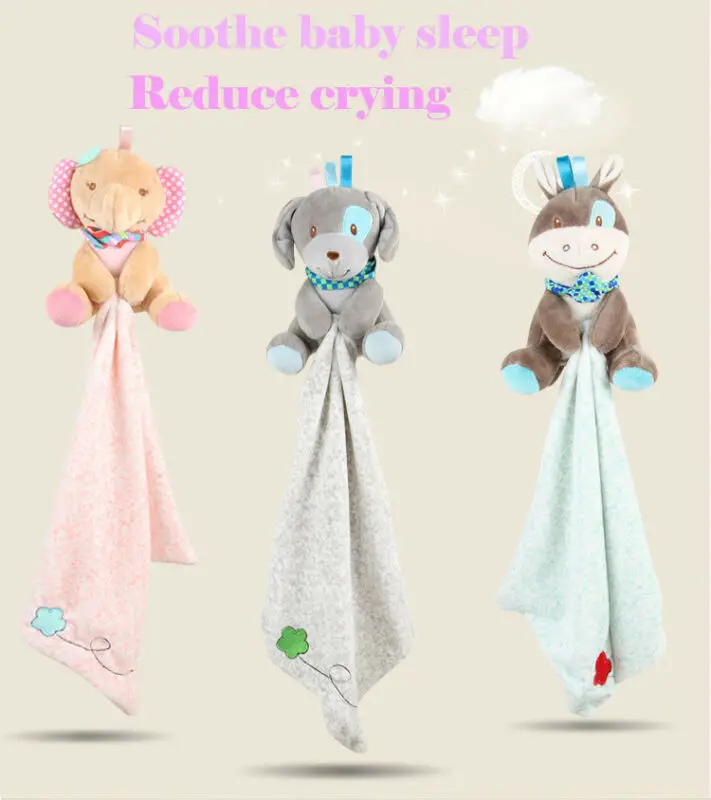 Brand New Infant Baby Nursery Toddler Security Cartoon Soft Smooth Bath Animal Toy Blanket Cartoon Bibs Baby Infant Towel
