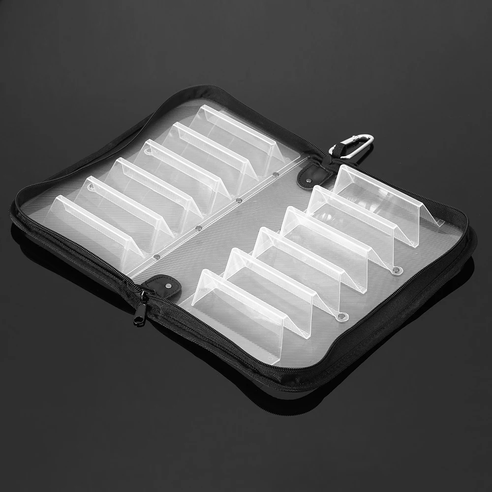 Double Sided Fishing Lure Tackle Box Case for Squid Jig Hooks Storage Box Bag Case 12 Compartments Waterproof