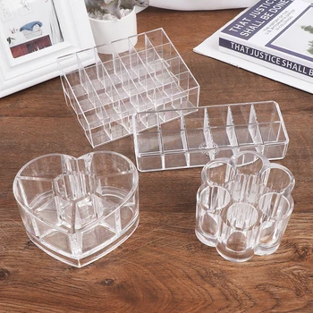 

Plastic 12/24shots Lipstick Organizer Transparent Lip Gross Storage Box Large Capacity Makeup Organizer Cosmetic Lipstick Holder