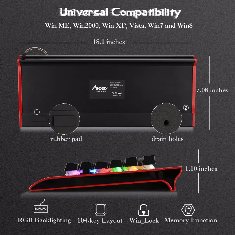 K380 Edition механическая клавиатура Проводная 104 клавиш RGB Blaclighting игровые клавиатуры для планшетов настольные игры