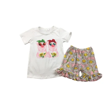 

short sleeve summer outfits icing boutique pig and daisy pattern set girls elegant design