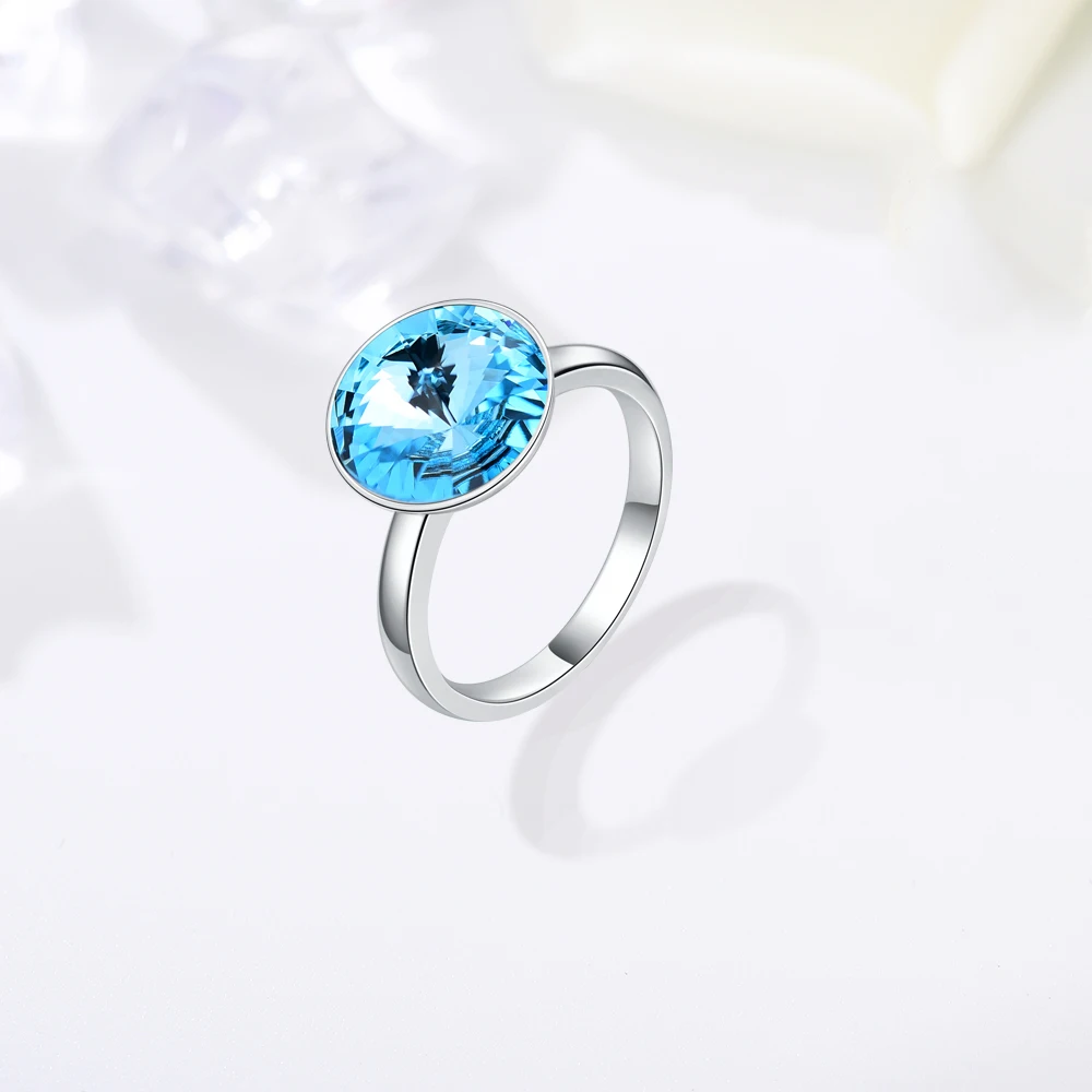 Женские кольца с кристаллами Swarovski, новые модные кольца с круглым камнем RIVOLI для женщин, элегантные вечерние ювелирные изделия на свадьбу, романтический подарок