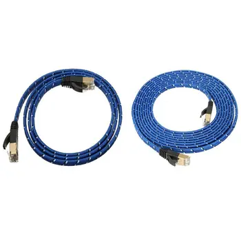 

2 Pcs RJ45 CAT 7 CAT7 Ethernet Internet LAN Patch Network Flat Cable Cord 1Meter & 3Meter