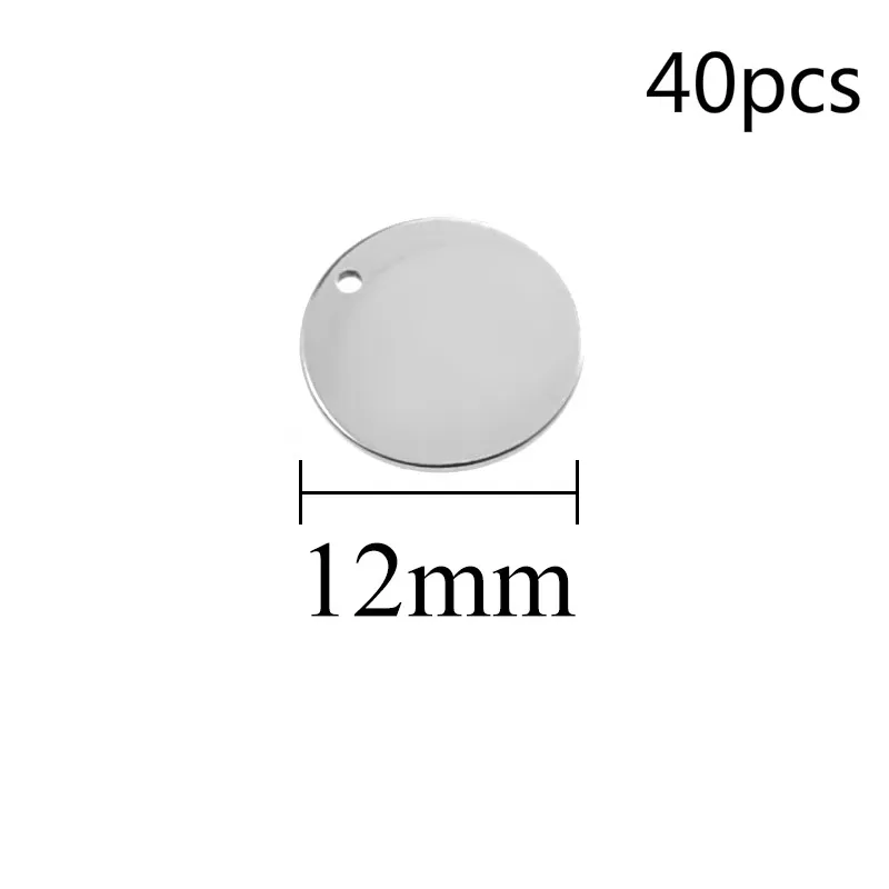 Нержавеющая сталь, металлическим украшением и закругленным штамповки пустые теги металла для изготовления бижутерии поставка Accessori6/8/10/12/14/15/18/20/25/30/40 мм - Окраска металла: 12mm 40pcs