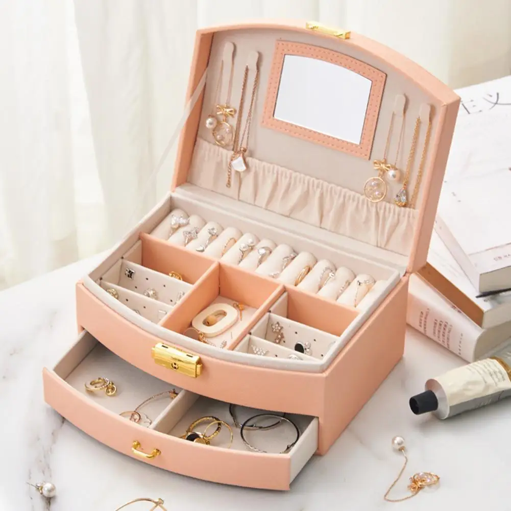 

Jewelry Organizer Large Jewelry Box High Capacity Jewelry Casket Makeup Storage Makeup Organizer Leather Beauty Travel Box