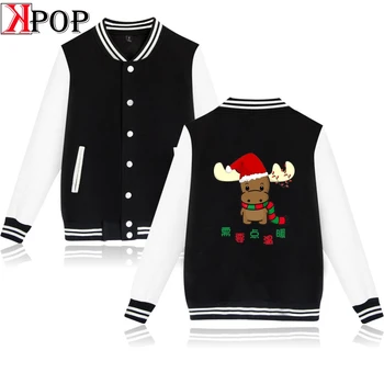 

Christmas Baseball Jacket 2019 Fashion Pullover Cool Oversize Capless NewHarajuku Unisex Cool V-neck Warm Jackets