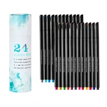 24 Pcs Watercolor Fine Line Pen Painting Tool Brush Art Supplies 0.4mm Set Fine Hand Painted Thin Hook Line Pen